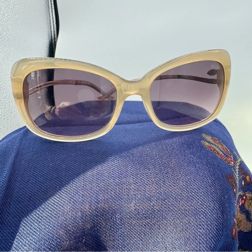 Y2K Just‎ Cavalli Sunglasses Cream with Goldtone snake Mob-wife Resort Glam VTG